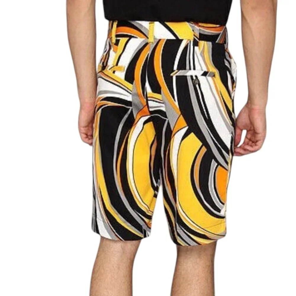 Loud Mouth Golf Swirls Gone Wild Shorts, Black Yellow, 32